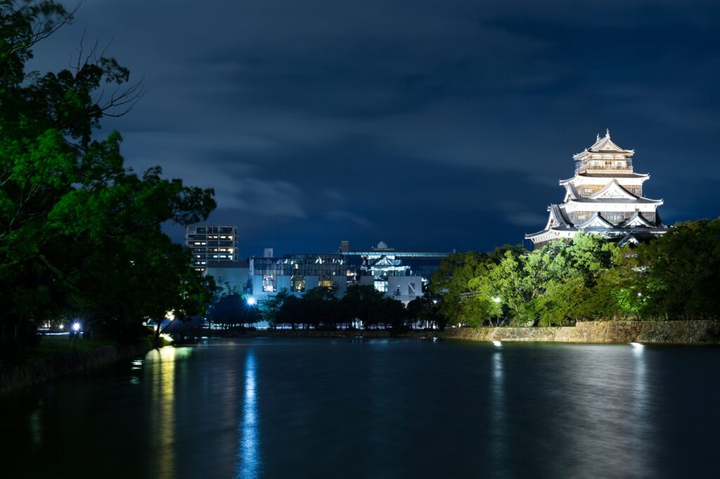 Hiroshima Castle In Hiroshima At Night