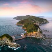 Sadamisaki Lighthouse on the Sadamisaki Peninsula on the island of Shikoku, Japan