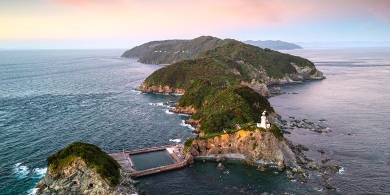 Sadamisaki Lighthouse on the Sadamisaki Peninsula on the island of Shikoku, Japan
